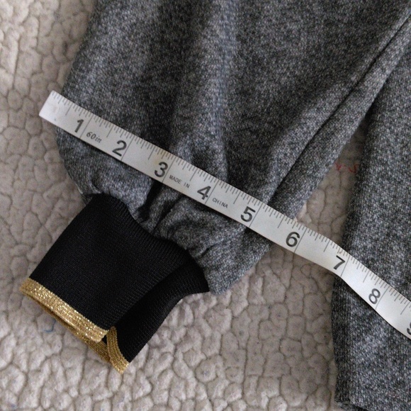 Amadi Small Grey Puff Sleeve Metallic Gold Trim Sweatshirt - Picture 7 of 14